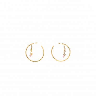 LOUIS VUITTON GOLD TONED SWEET MONOGRAM ENAMEL HOOP EARRINGS M65592